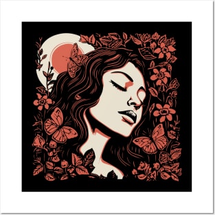 Linocut Woman Posters and Art